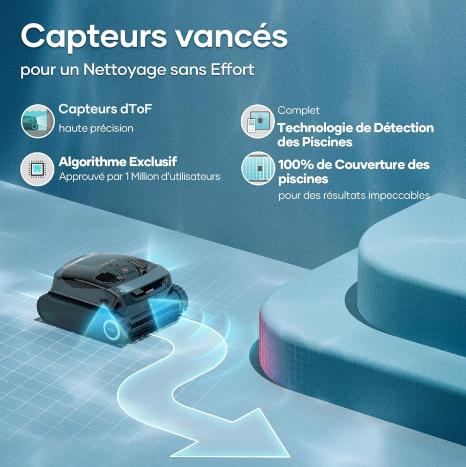 Robot piscine AIPER Scuba X1 – Sans fil – Nettoyage fond, parois et ligne d’eau – Navigation intelligente – Application mobile - immagine 3