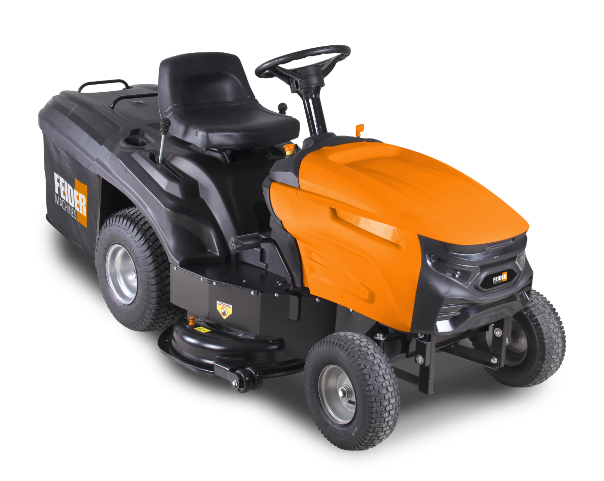 Tondeuse autoportée Feider 452 cm³ – 96 cm de coupe, éjection arrière avec bac, tracteur tondeuse puissant