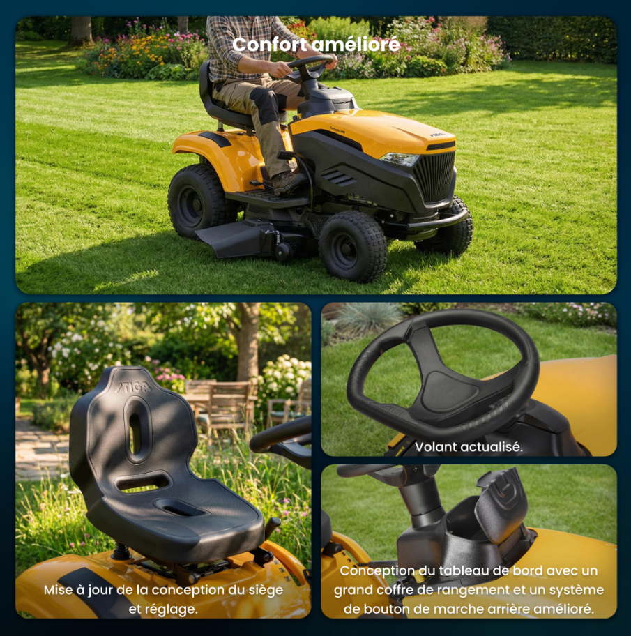 Tondeuse autoportée STIGA 432 cm³ – 98 cm de coupe, éjection latérale, tracteur tondeuse haute performance - immagine 3