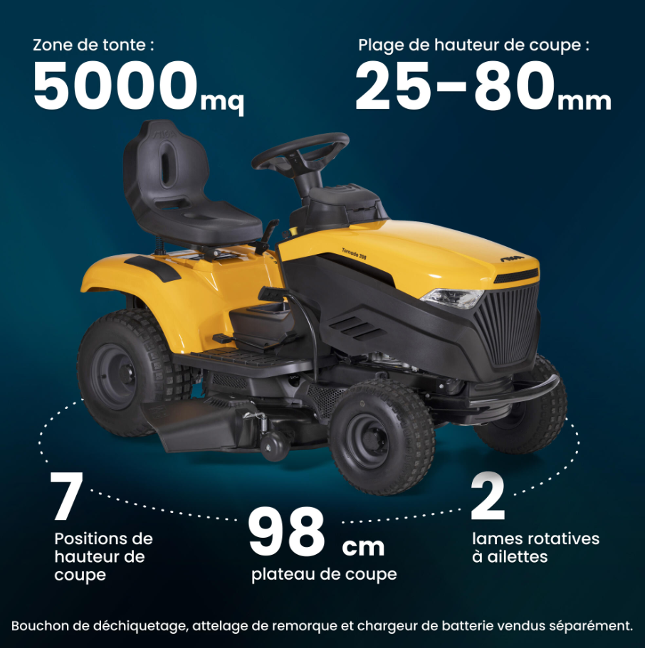 Tondeuse autoportée STIGA 432 cm³ – 98 cm de coupe, éjection latérale, tracteur tondeuse haute performance - immagine 4