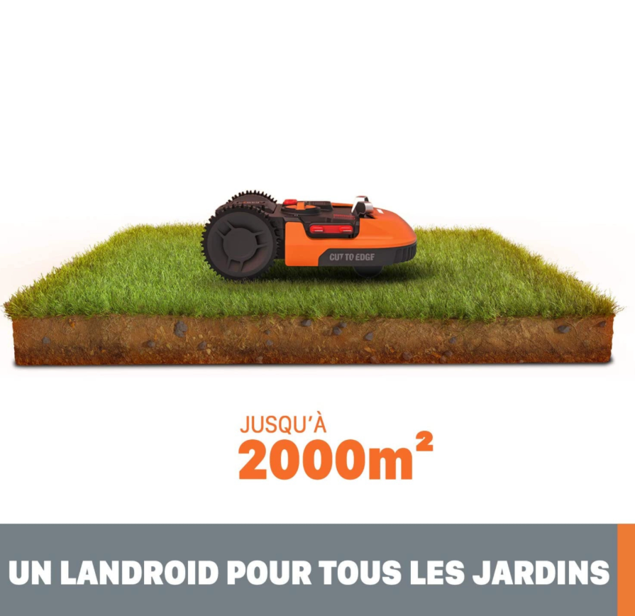 Robot tondeuse WORX Landroid WR155E – Jusqu’à 2000 m² – Connecté WiFi – Coupe bordures - immagine 3
