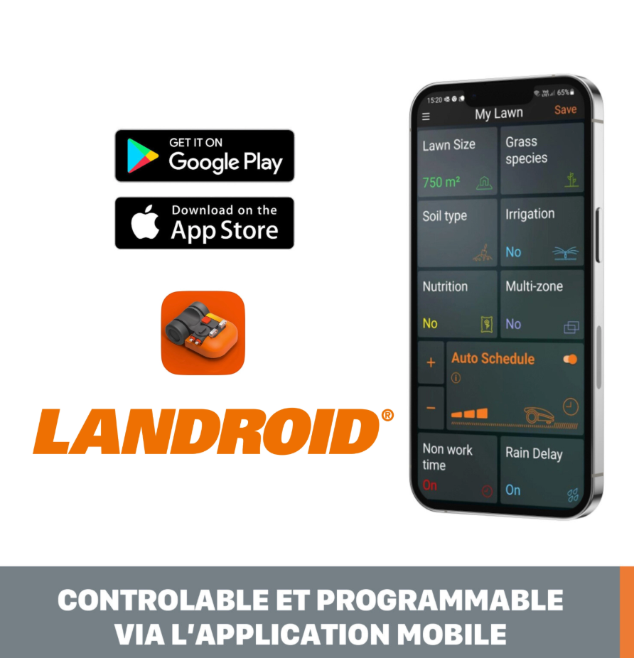 Robot tondeuse WORX Landroid WR155E – Jusqu’à 2000 m² – Connecté WiFi – Coupe bordures - immagine 8